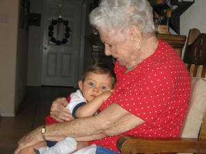 Aiden Gentry With His Great Grandmother July 2008